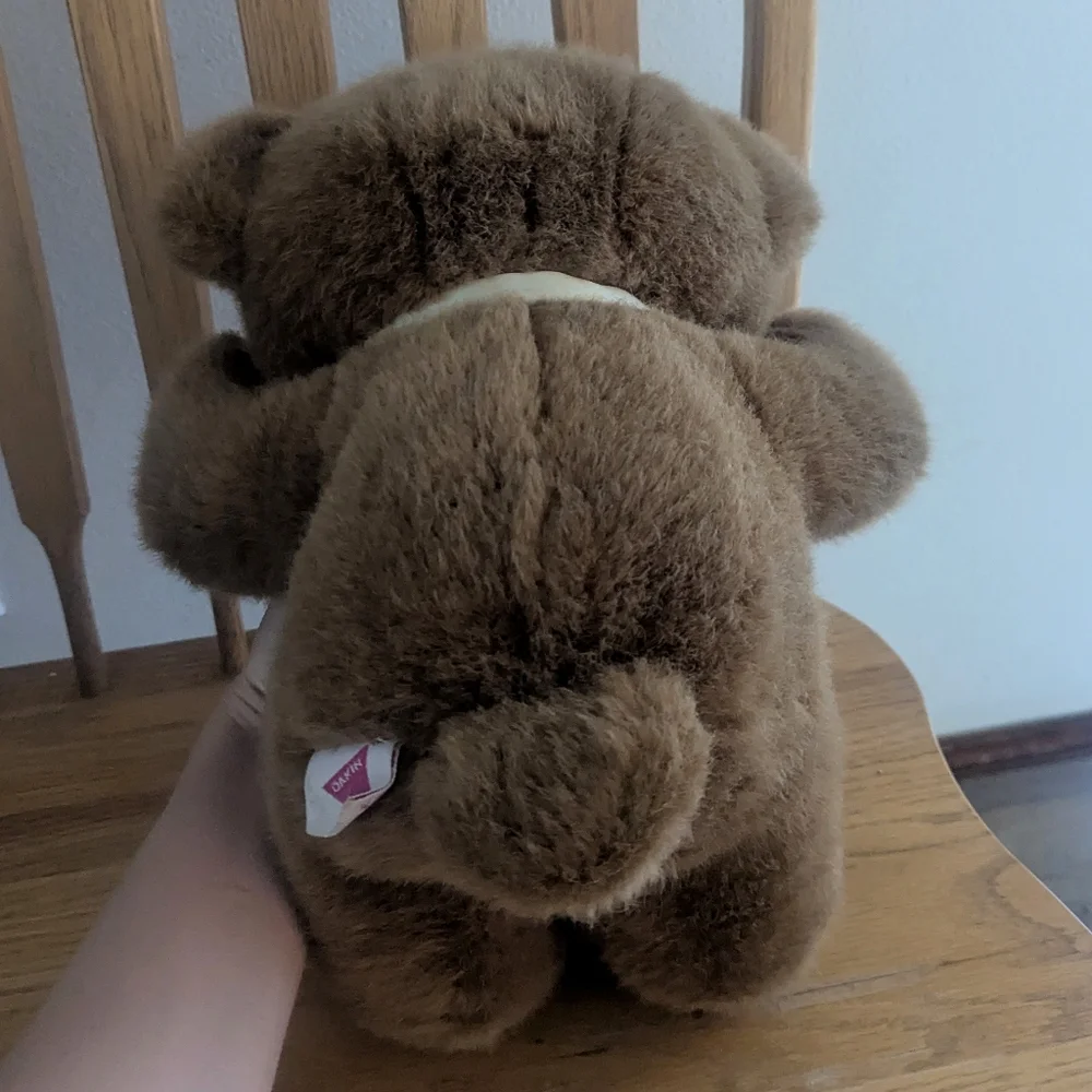 Dakin Vintage 1990's Brown Teddy Bear with Cream Bow
